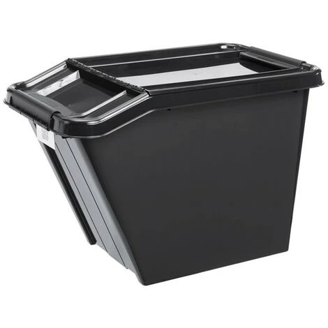KSX Conteneur Avec Couvercle ProBox Recycle QR 58L Incliné Noir 3 KSX Conteneur Avec Couvercle ProBox Recycle QR 58L Incliné Noir