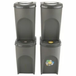 KSX Ensemble Poubelle Panier Ségrégation Gris 4x35L