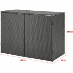 Cache Poubelle Widnau Pour 2 Conteneurs Avec Revêtement Polyrotin 111 X 148 X 80 Cm [en.casa] -Poubelle Boutique 53912511 3