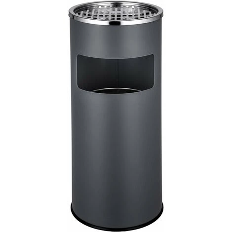 HELLOSHOP26 Cendrier Extérieur Design Avec Poubelle En Acier Inoxydable 30 Litres Gris - Argenté 3 HELLOSHOP26 Cendrier Extérieur Design Avec Poubelle En Acier Inoxydable 30 Litres Gris - Argenté