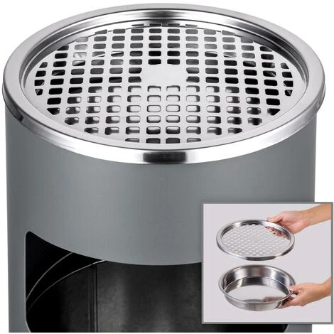 HELLOSHOP26 Cendrier Extérieur Design Avec Poubelle En Acier Inoxydable 30 Litres Gris - Argenté 4 HELLOSHOP26 Cendrier Extérieur Design Avec Poubelle En Acier Inoxydable 30 Litres Gris - Argenté – Image 2