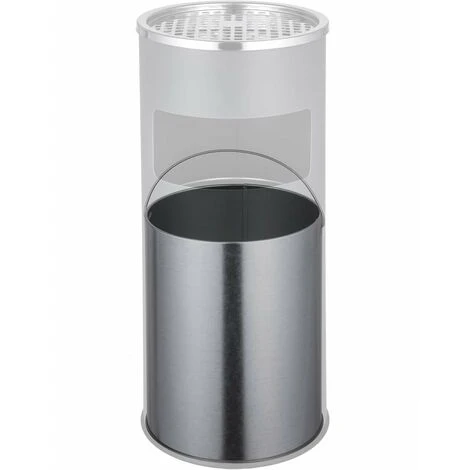 HELLOSHOP26 Cendrier Extérieur Design Avec Poubelle En Acier Inoxydable 30 Litres Gris - Argenté 6 HELLOSHOP26 Cendrier Extérieur Design Avec Poubelle En Acier Inoxydable 30 Litres Gris - Argenté – Image 4