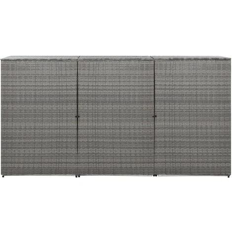 Hommoo Abri De Poubelle Triple Anthracite 229x78x120cm Resine Tressee 5 Hommoo Abri De Poubelle Triple Anthracite 229x78x120cm Resine Tressee – Image 3