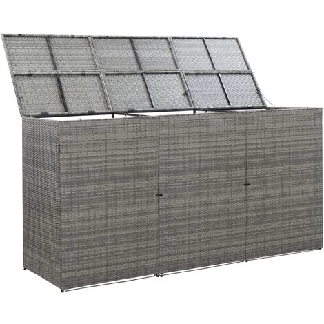 Hommoo Abri De Poubelle Triple Anthracite 229x78x120cm Resine Tressee 6 Hommoo Abri De Poubelle Triple Anthracite 229x78x120cm Resine Tressee – Image 4