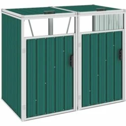Hommoo Abri De Poubelle Double Vert 143x81x121 Cm Acier