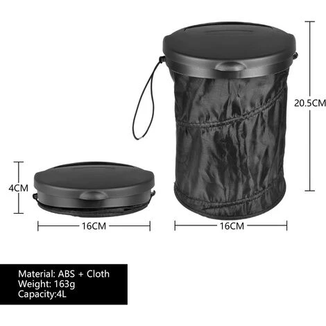 SUPERMARKET Poubelle De Voiture, Poubelle Pliable Portable, Tissu Étanche Avec Compression Avec Couvercle Poubelle Pour Bureau, Maison Et Voiture,Superma 6 SUPERMARKET Poubelle De Voiture, Poubelle Pliable Portable, Tissu Étanche Avec Compression Avec Couvercle Poubelle Pour Bureau, Maison Et Voiture,Superma – Image 4