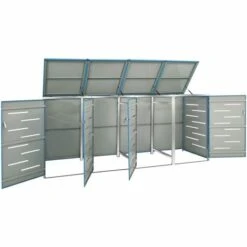 TRUE DEAL Abri Pour Quatre Poubelles 276,5x77,5x115,5 Cm Inox -Poubelle Boutique 54483099 3