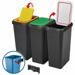 TONTARELLI Set 2 Raples Touch & Souetch 90 Litres Noir Avec Capuchon Blanc / Vert -Poubelle Boutique 54538184 3