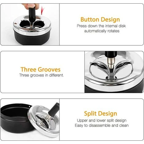 Cendrier Exterieur Sur Pied,Betterlife 3PCS Cendrier De Poche Avec Couvercle Cendrier Cendrier Tournant Cendrier Anti Odeur Avec Couvercle étanche Au Vent Et à La Pluie Pour Intérieur Et Extérieur, Noir 5 Cendrier Exterieur Sur Pied,Betterlife 3PCS Cendrier De Poche Avec Couvercle Cendrier Cendrier Tournant Cendrier Anti Odeur Avec Couvercle étanche Au Vent Et à La Pluie Pour Intérieur Et Extérieur, Noir – Image 3