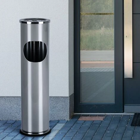 ETC-SHOP Cendrier Sur Pied Pour L'extérieur Poubelle En Acier Inoxydable Avec Cendrier Pour L'extérieur Poubelle à Cigarettes Métal, Antirouille, Volume 8 Litres, DxH 14x54 Cm 4 ETC-SHOP Cendrier Sur Pied Pour L'extérieur Poubelle En Acier Inoxydable Avec Cendrier Pour L'extérieur Poubelle à Cigarettes Métal, Antirouille, Volume 8 Litres, DxH 14x54 Cm – Image 2