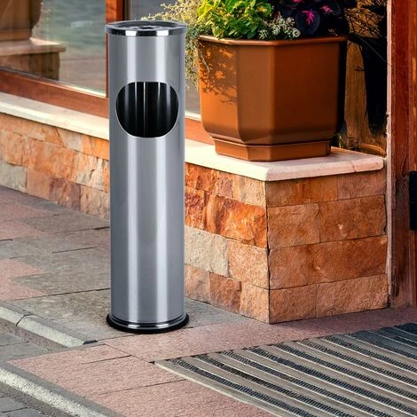 ETC-SHOP Cendrier Sur Pied Pour L'extérieur Poubelle En Acier Inoxydable Avec Cendrier Pour L'extérieur Poubelle à Cigarettes Métal, Antirouille, Volume 8 Litres, DxH 14x54 Cm 5 ETC-SHOP Cendrier Sur Pied Pour L'extérieur Poubelle En Acier Inoxydable Avec Cendrier Pour L'extérieur Poubelle à Cigarettes Métal, Antirouille, Volume 8 Litres, DxH 14x54 Cm – Image 3