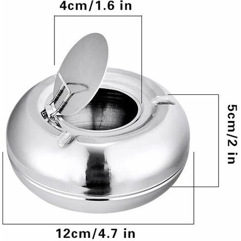 ECHOO Cendrier Rond Moderne En Acier Inoxydable - Avec Couvercle De Protection Contre Le Vent - Portable, Réutilisable, Pour Une Utilisation En Extérieur Ou En Intérieur 4 ECHOO Cendrier Rond Moderne En Acier Inoxydable - Avec Couvercle De Protection Contre Le Vent - Portable, Réutilisable, Pour Une Utilisation En Extérieur Ou En Intérieur – Image 2