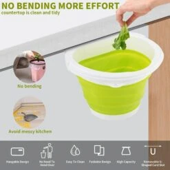 Eleganted Poubelle Pliable Poubelle Cuisine Poubelle Murale Pour Voiture Placard Bureau Bain Chambre Poubelle Suspendue Vert Fluorescent, 1Pcs,Fontainebleau 8 Eleganted Poubelle Pliable Poubelle Cuisine Poubelle Murale Pour Voiture Placard Bureau Bain Chambre Poubelle Suspendue Vert Fluorescent, 1Pcs,Fontainebleau -Poubelle Boutique 55792229 2