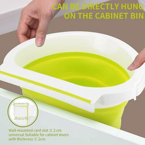Eleganted Poubelle Pliable Poubelle Cuisine Poubelle Murale Pour Voiture Placard Bureau Bain Chambre Poubelle Suspendue Vert Fluorescent, 1Pcs,Fontainebleau 6 Eleganted Poubelle Pliable Poubelle Cuisine Poubelle Murale Pour Voiture Placard Bureau Bain Chambre Poubelle Suspendue Vert Fluorescent, 1Pcs,Fontainebleau – Image 4