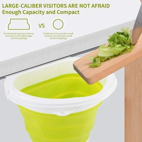 Eleganted Poubelle Pliable Poubelle Cuisine Poubelle Murale Pour Voiture Placard Bureau Bain Chambre Poubelle Suspendue Vert Fluorescent, 1Pcs,Fontainebleau 7 Eleganted Poubelle Pliable Poubelle Cuisine Poubelle Murale Pour Voiture Placard Bureau Bain Chambre Poubelle Suspendue Vert Fluorescent, 1Pcs,Fontainebleau – Image 5
