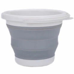 Seau De Nettoyage Pliable En Silicone De 5 L Pour Le Nettoyage Du Camping, La Pêche, La Cuisine Design Compact Et Peu Encombrant, Utilisation à L'Intérieur Et L'Extérieur, Gris De 5L, 1Pcs，Fontainebleau，Fontainebleau
