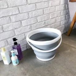 Seau De Nettoyage Pliable En Silicone De 5 L Pour Le Nettoyage Du Camping, La Pêche, La Cuisine Design Compact Et Peu Encombrant, Utilisation à L'Intérieur Et L'Extérieur, Gris De 5L, 1Pcs，Fontainebleau，Fontainebleau -Poubelle Boutique 55792239 3
