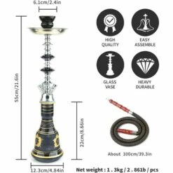 LIFCAUSAL Ensemble Complet De Narguilé Narguilé 4 Tuyaux, Narguilé En Verre Portable Narguilé Narguilé 53,3 Cm Bleu -Poubelle Boutique 56624312 2