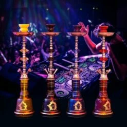 LIFCAUSAL Ensemble Complet De Narguilé Narguilé 4 Tuyaux, Narguilé En Verre Portable Narguilé Narguilé 53,3 Cm Bleu -Poubelle Boutique 56624312 3