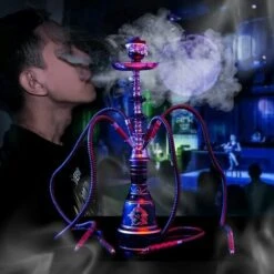 LIFCAUSAL Ensemble Complet De Narguilé Narguilé 4 Tuyaux, Narguilé En Verre Portable Narguilé Narguilé 53,3 Cm Bleu -Poubelle Boutique 56624312 4