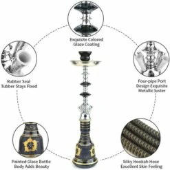 LIFCAUSAL Ensemble Complet De Narguilé Narguilé 4 Tuyaux, Narguilé En Verre Portable Narguilé Narguilé 21" Jaune -Poubelle Boutique 56624320 4