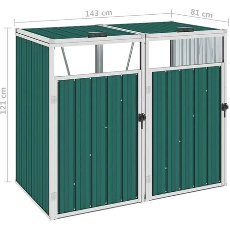 INLIFE Abri De Poubelle Double Vert 143x81x121 Cm Acier 7 INLIFE Abri De Poubelle Double Vert 143x81x121 Cm Acier – Image 5