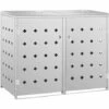 INLIFE Abri De Poubelle Double Sur Roulettes 240 L Acier Inoxydable -Poubelle Boutique 56630364 1