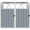 INLIFE Abri De Poubelle Double Gris 143x81x121 Cm Acier 2 INLIFE Abri De Poubelle Double Gris 143x81x121 Cm Acier -Poubelle Boutique 56630671 1