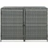 INLIFE Abri De Poubelle Double Résine Tressée Anthracite 148x77x111cm -Poubelle Boutique 56631254 1