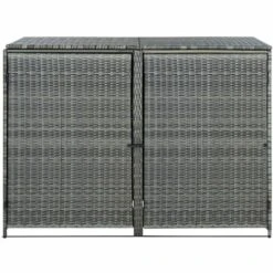 INLIFE Abri De Poubelle Double Résine Tressée Anthracite 148x77x111cm