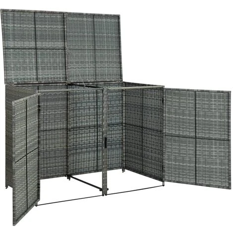 INLIFE Abri De Poubelle Double Résine Tressée Anthracite 148x77x111cm 7 INLIFE Abri De Poubelle Double Résine Tressée Anthracite 148x77x111cm – Image 5