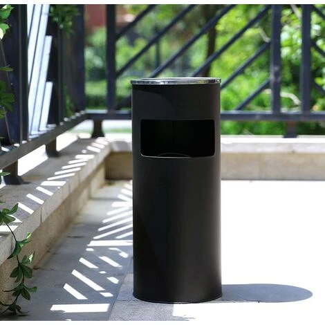 HALOYO Cendrier Extérieur Intérieur Sur Pied Poubelle En Acier 25x25x60cm Chormé 12 L 3 HALOYO Cendrier Extérieur Intérieur Sur Pied Poubelle En Acier 25x25x60cm Chormé 12 L