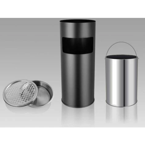 HALOYO Cendrier Extérieur Intérieur Sur Pied Poubelle En Acier 25x25x60cm Chormé 12 L 5 HALOYO Cendrier Extérieur Intérieur Sur Pied Poubelle En Acier 25x25x60cm Chormé 12 L – Image 3