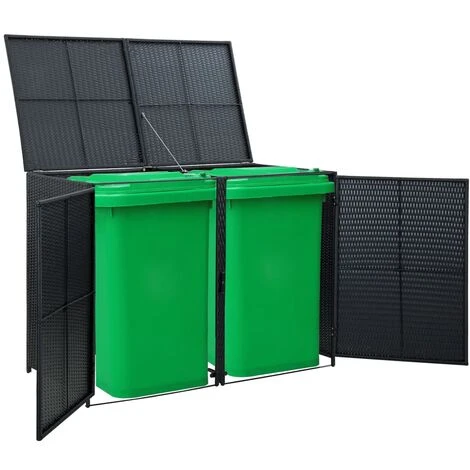 NOVA Couverture Double Pour Les Ordures Polyrattan Différentes Couleurs Abris Pour Poubelle Double Résine Tressée Noir 148x80x111 Cm Couleur : NOIR 7 NOVA Couverture Double Pour Les Ordures Polyrattan Différentes Couleurs Abris Pour Poubelle Double Résine Tressée Noir 148x80x111 Cm Couleur : NOIR – Image 5