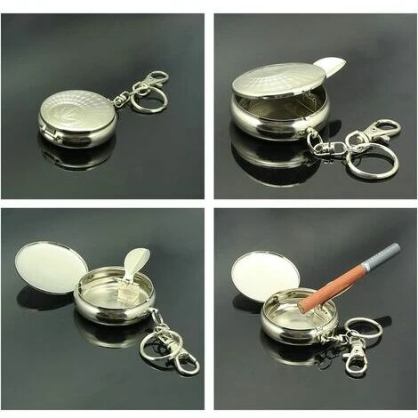 MONLY 2pc Portatif Poche Cendrier/ Véhicule Cigarette Cendrier, Mini Acier Inoxydable Cendrier Avec Porte-clés (Sculpté Modèle) 6 MONLY 2pc Portatif Poche Cendrier/ Véhicule Cigarette Cendrier, Mini Acier Inoxydable Cendrier Avec Porte-clés (Sculpté Modèle) – Image 4