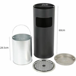 DYHF Cendrier Extérieur Intérieur Poubelle Ronde Verticale En Acier Inoxydable Noir - Noir -Poubelle Boutique 57342221 5