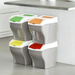 FRANKYSTAR Poker Plus - Poubelle Pour La Collecte Sélective Des Déchets Avec 4 Compartiments Modulaires. Poubelle Modulaire Pour La Collecte Sélective. Jeu De 4 Pièces De 27L -Poubelle Boutique 57543499 2