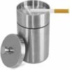 FONTAINEBLEAU Cendrier En Acier Inox Avec Couvercle, Ashtray Outdoor Coupe-vent Et Imperméable Facile à Nettoyer Beau Cendriers Épaissi Anti Odeur Pour Exterieur Auto Balcon Maison Restaurant, Argent, 1pcs，Fonepro -Poubelle Boutique 57764022 1