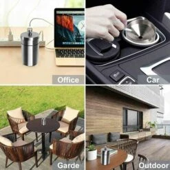 FONTAINEBLEAU Cendrier En Acier Inox Avec Couvercle, Ashtray Outdoor Coupe-vent Et Imperméable Facile à Nettoyer Beau Cendriers Épaissi Anti Odeur Pour Exterieur Auto Balcon Maison Restaurant, Argent, 1pcs，Fonepro -Poubelle Boutique 57764022 3