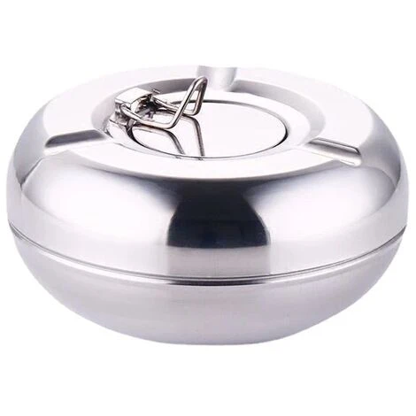 STARLIGHT SL.GT Cendrier Rond En Acier Inoxydable - Avec Couvercle De Protection Contre Le Vent - Portable, Réutilisable 3 STARLIGHT SL.GT Cendrier Rond En Acier Inoxydable - Avec Couvercle De Protection Contre Le Vent - Portable, Réutilisable