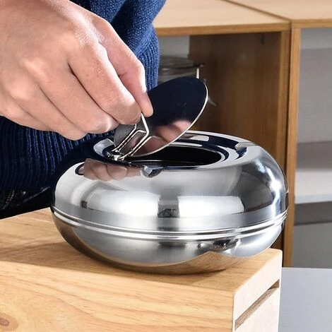 STARLIGHT SL.GT Cendrier Rond En Acier Inoxydable - Avec Couvercle De Protection Contre Le Vent - Portable, Réutilisable 7 STARLIGHT SL.GT Cendrier Rond En Acier Inoxydable - Avec Couvercle De Protection Contre Le Vent - Portable, Réutilisable – Image 5