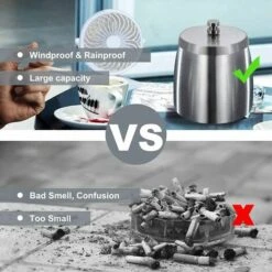LTS FAFA Cendrier Exterieur Interieur Ashtray Outdoor Incassable Metal, Beau Cendriers En Acier Inox Coupe-vent Avec Couvercle Anti Odeur Pour Jardin Balcon Maison Restaurant 9 LTS FAFA Cendrier Exterieur Interieur Ashtray Outdoor Incassable Metal, Beau Cendriers En Acier Inox Coupe-vent Avec Couvercle Anti Odeur Pour Jardin Balcon Maison Restaurant -Poubelle Boutique 58824546 3