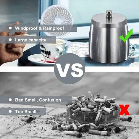 LTS FAFA Cendrier Exterieur Interieur Ashtray Outdoor Incassable Metal, Beau Cendriers En Acier Inox Coupe-vent Avec Couvercle Anti Odeur Pour Jardin Balcon Maison Restaurant 5 LTS FAFA Cendrier Exterieur Interieur Ashtray Outdoor Incassable Metal, Beau Cendriers En Acier Inox Coupe-vent Avec Couvercle Anti Odeur Pour Jardin Balcon Maison Restaurant – Image 3