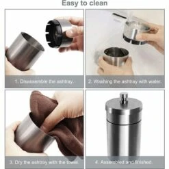 LTS FAFA Cendrier En Acier Inox Avec Couvercle, Ashtray Outdoor Coupe-vent Et Imperméable Facile à Nettoyer Beau Cendriers Épaissi Anti Odeur Pour Exterieur Auto Balcon Maison Restaurant -Poubelle Boutique 58824548 5