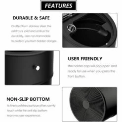 HEGUYEY Cendrier En Acier Inoxydable Avec Couvercle, Cendrier Portable Coupe-Vent Grande Capacité -Poubelle Boutique 58839810 2