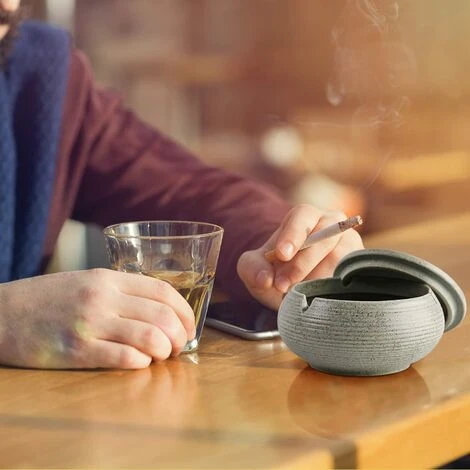 ENLENK Cendrier En Céramique Avec Couvercle, Cendrier Coupe-vent Intérieur Et Extérieur 6 ENLENK Cendrier En Céramique Avec Couvercle, Cendrier Coupe-vent Intérieur Et Extérieur â Image 4