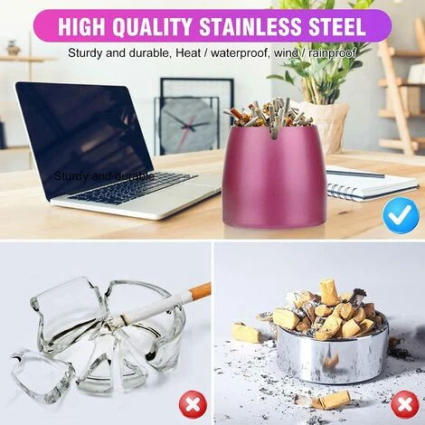 ENLENK Cendrier En Acier Inoxydable Robuste Avec Couvercle - Extérieur Et Intérieur - Cendrier Tempête - Grand Cendrier Pour Les Restes De Cigarettes Dans Le Jardin, Le Bar, Le Bureau 6 ENLENK Cendrier En Acier Inoxydable Robuste Avec Couvercle - Extérieur Et Intérieur - Cendrier Tempête - Grand Cendrier Pour Les Restes De Cigarettes Dans Le Jardin, Le Bar, Le Bureau – Image 4