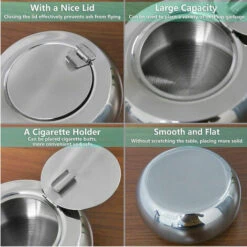 ILOVEMILAN Cendrier Avec Couvercle, Cendrier à Cigares En Acier Inoxydable (S) -Poubelle Boutique 59159069 4