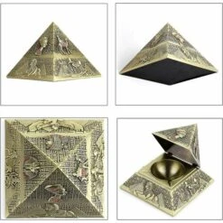 OUSUDELA Cendrier Pyramidal Rétro En Métal Avec Couvercle Coupe-vent, Pour Intérieur Et Extérieur -Poubelle Boutique 59170864 3