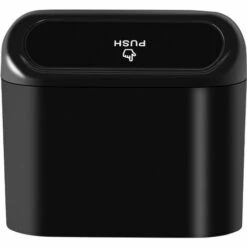 FONTAINEBLEAU Petite Poubelle De Voiture, Poubelle De Voiture Avec Couvercle, Poubelle De Voiture Étanche, Boîte De Rangement De Voiture Suspendue Portable, Pour Bureau De Voiture (Noir) Fonepro